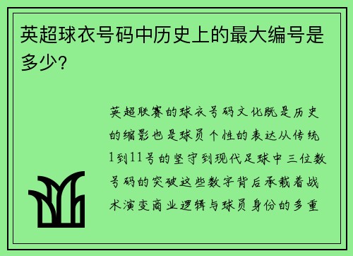 英超球衣号码中历史上的最大编号是多少？
